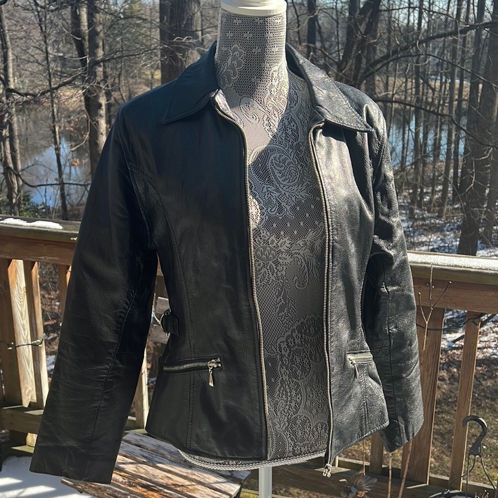 Avanti Leather Jacket Zippered Collar pockets M